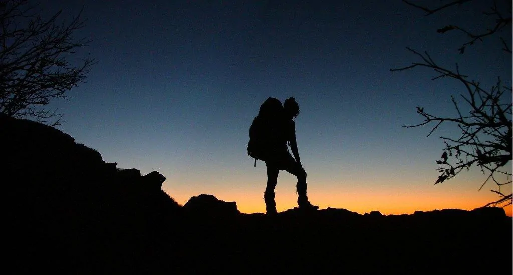 hike the Appalachian trail: Hiker at sunset